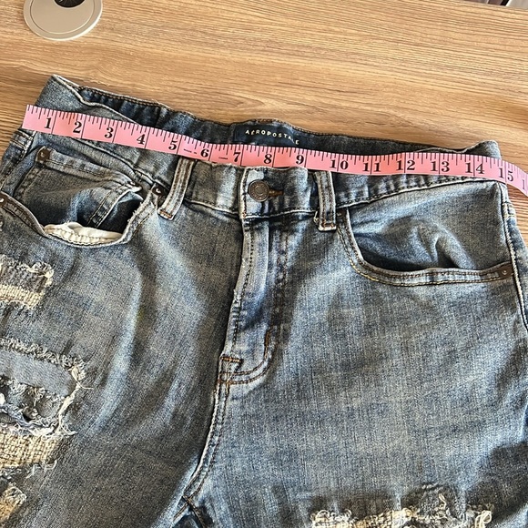 Aeropostale jeans skinny distressed patches blue size 31 - Picture 13 of 17
